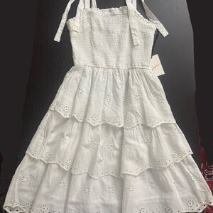 Charming White Eyelet Kids Dress